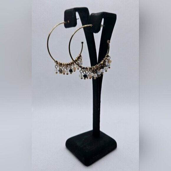 Crystal Beads Hoop Earrings - Picture 1 of 5